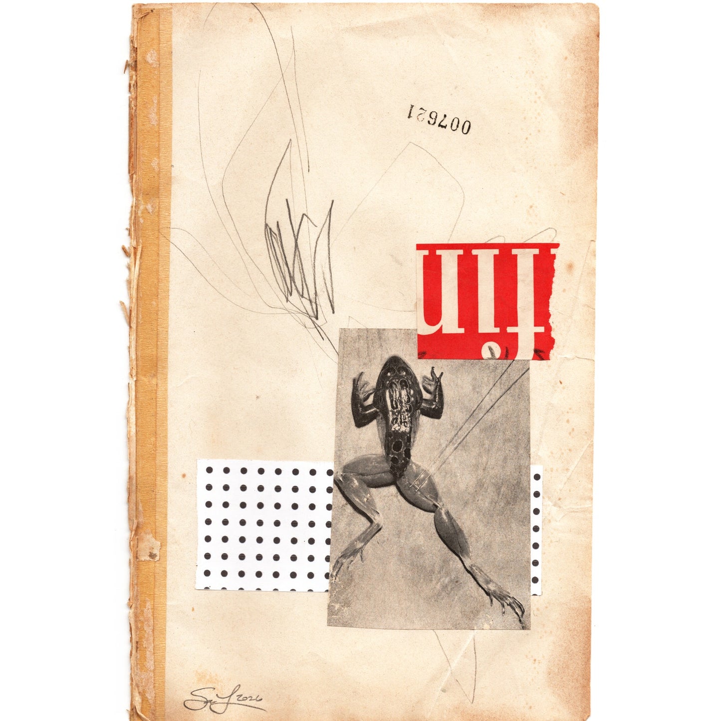 Original Mixed Media Modern Art Collage "Chthonia" 6x9.5" Signed
