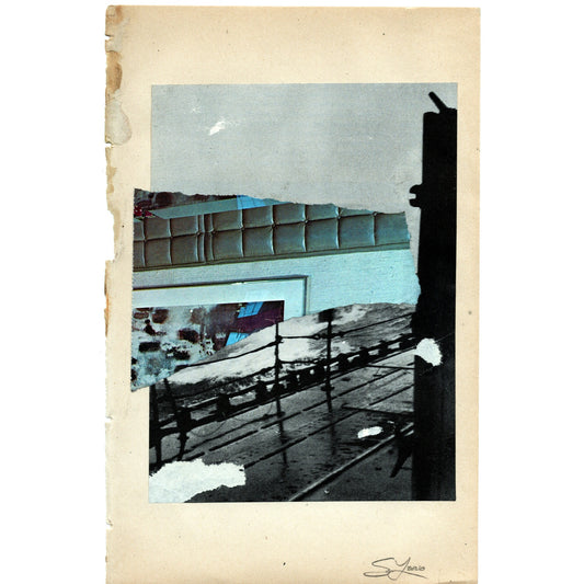 Original Mixed Media Modern Art Collage "Trieteric" 5.75x9" Signed