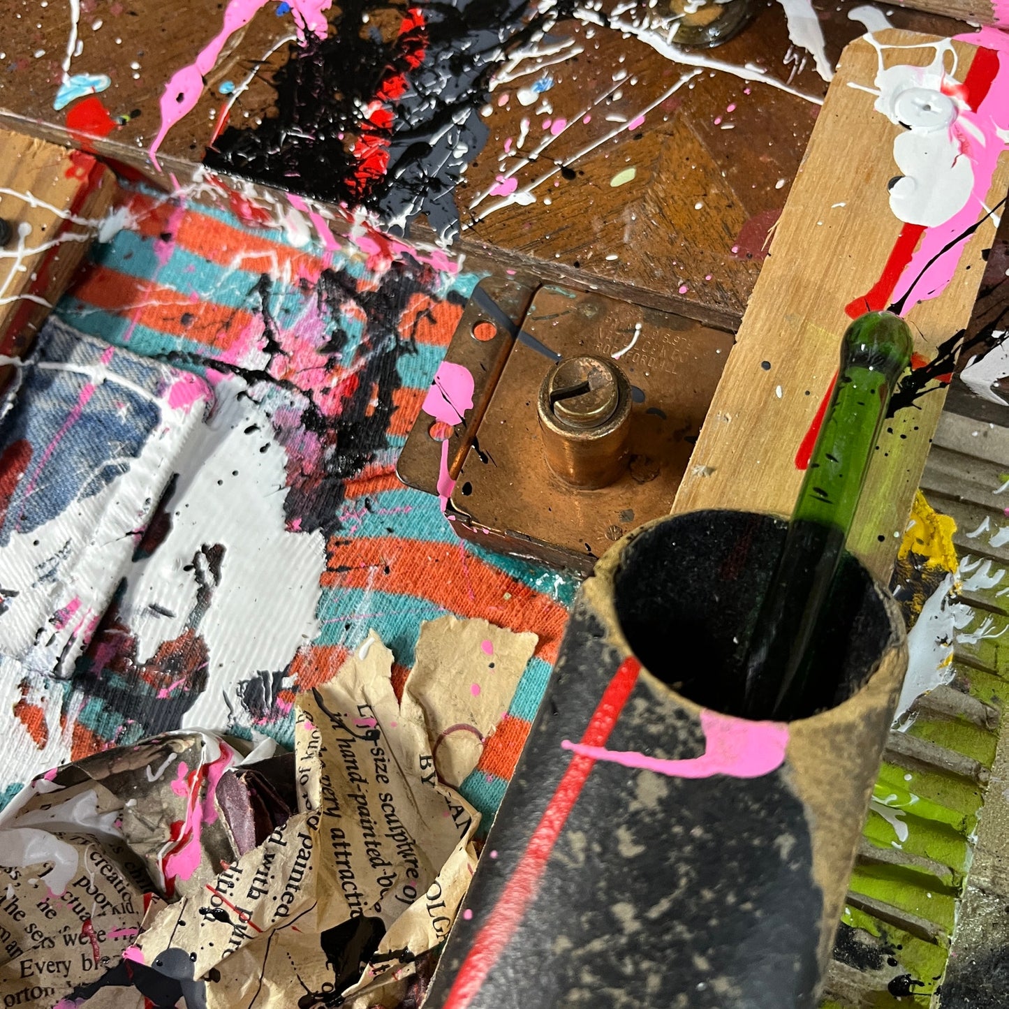 Original Abstract Collage Assemblage Combine Art Painting 16x20 "Restoration"
