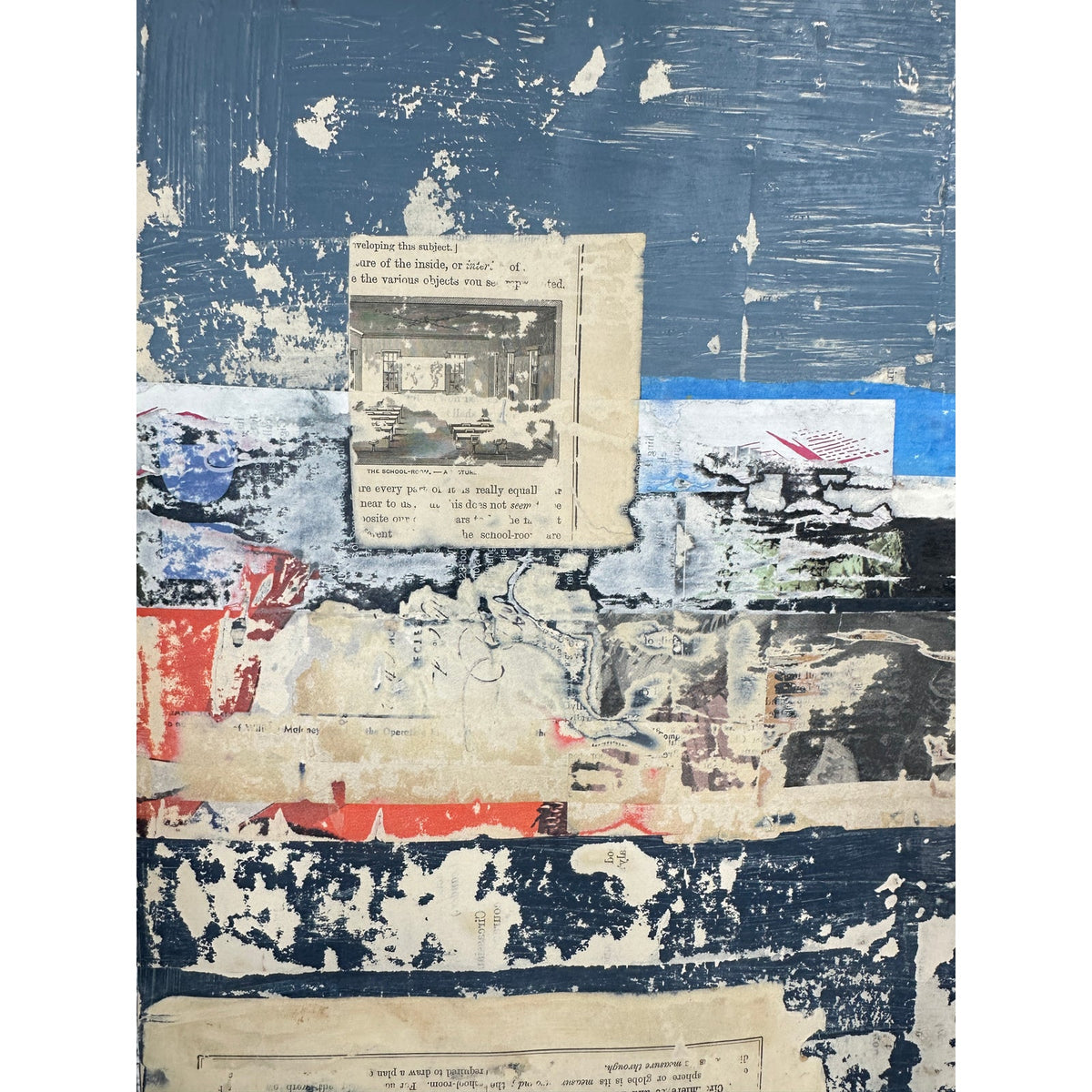 Original Mixed Media Modern Art Collage Painting 18x24 "Stramineous" Signed