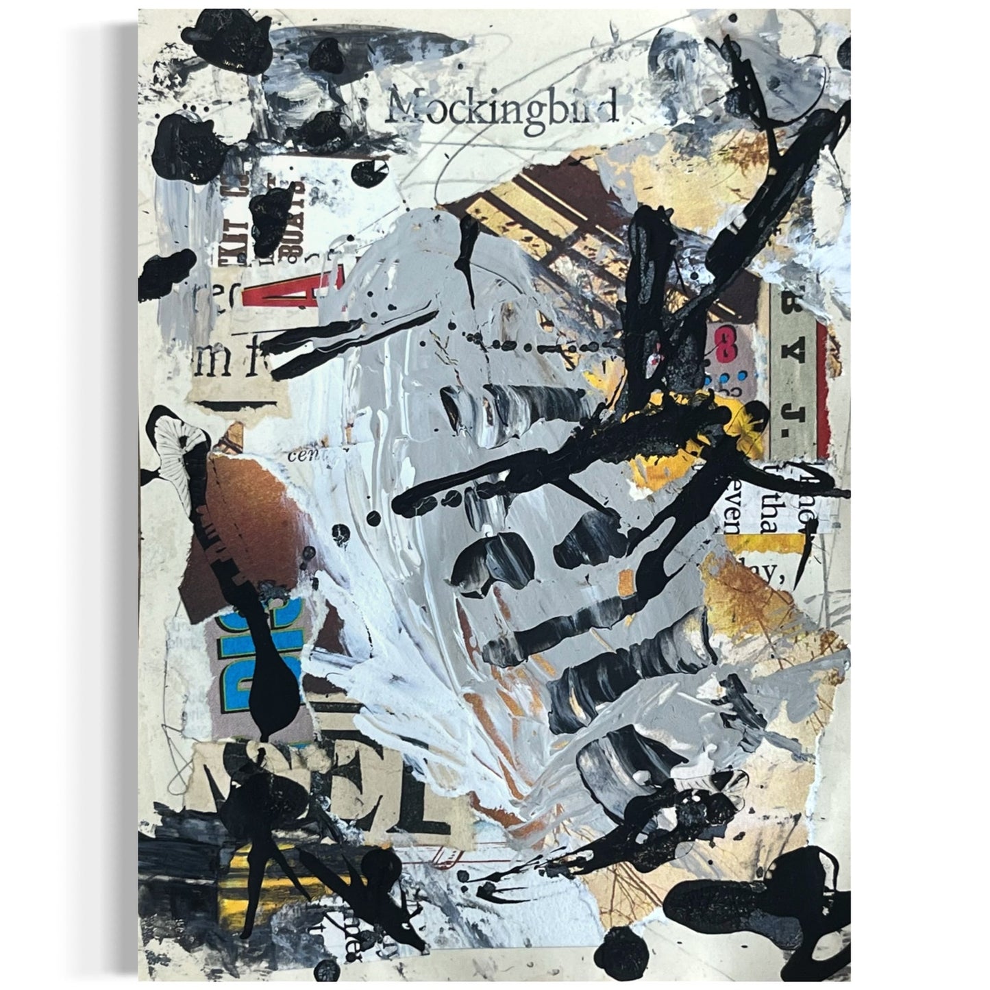 Original Abstract Modern Art Bird Painting "The Mockingbird" Signed