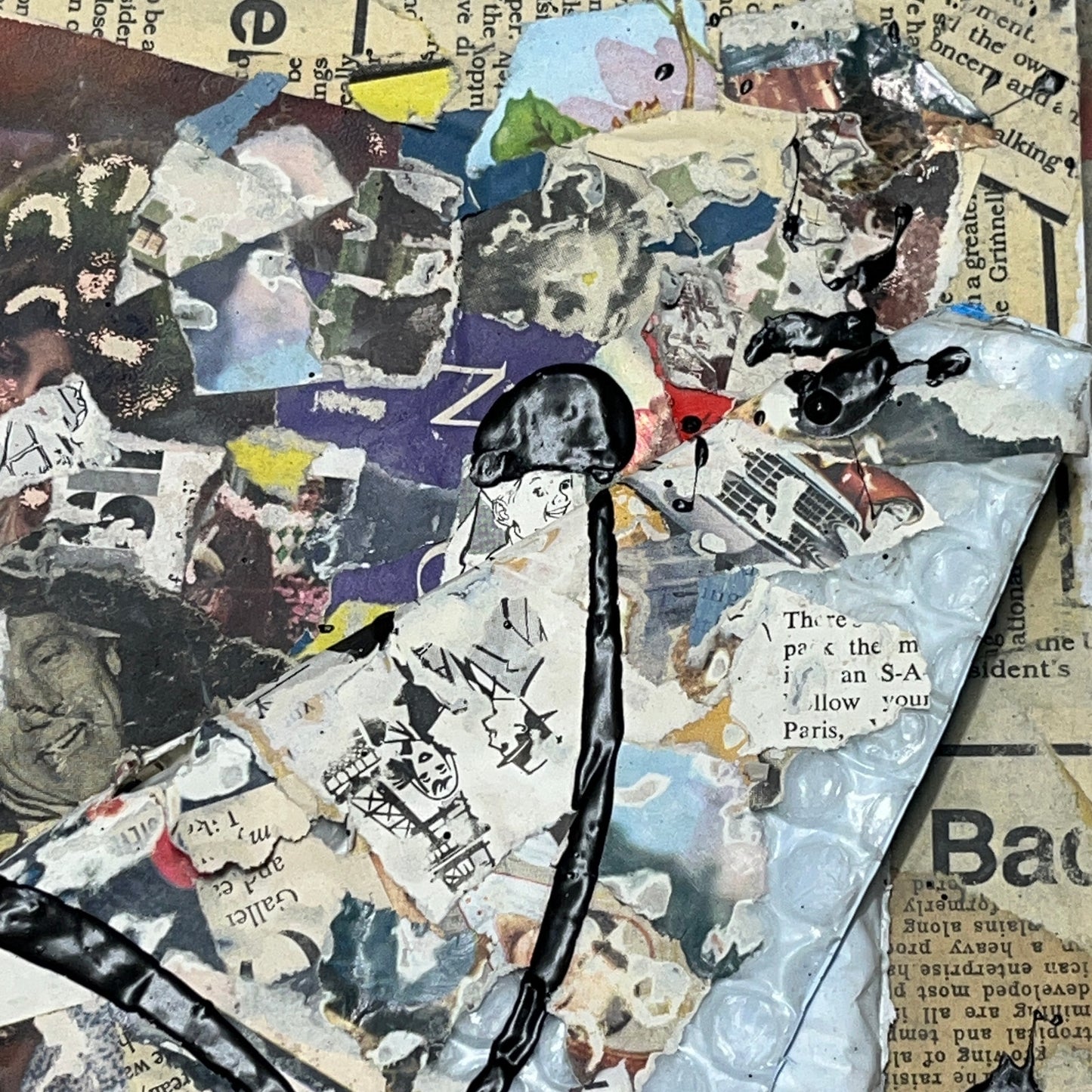 Original Mixed Media Art Collage 11x14 "Deconstructed Prime Bubble Mailer"