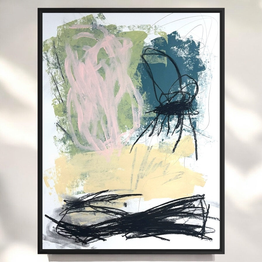 Original Mixed Media Abstract Modern Art Painting 18x24 "Affine" Signed