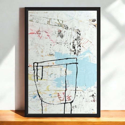 Original Framed Mixed Media Modern Art Collage Painting 12x18 "Obumbrate"