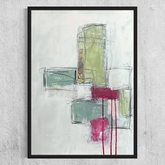 Original Mixed Media Abstract Art Painting 18x24 “Marble" Signed