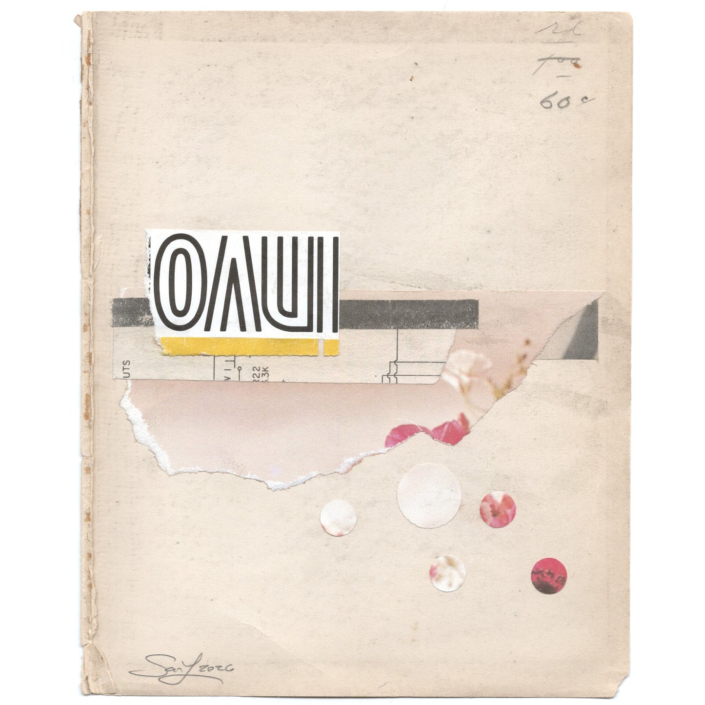 Original Mixed Media Modern Art Collage "Pottle" 5.25x6.75" Signed