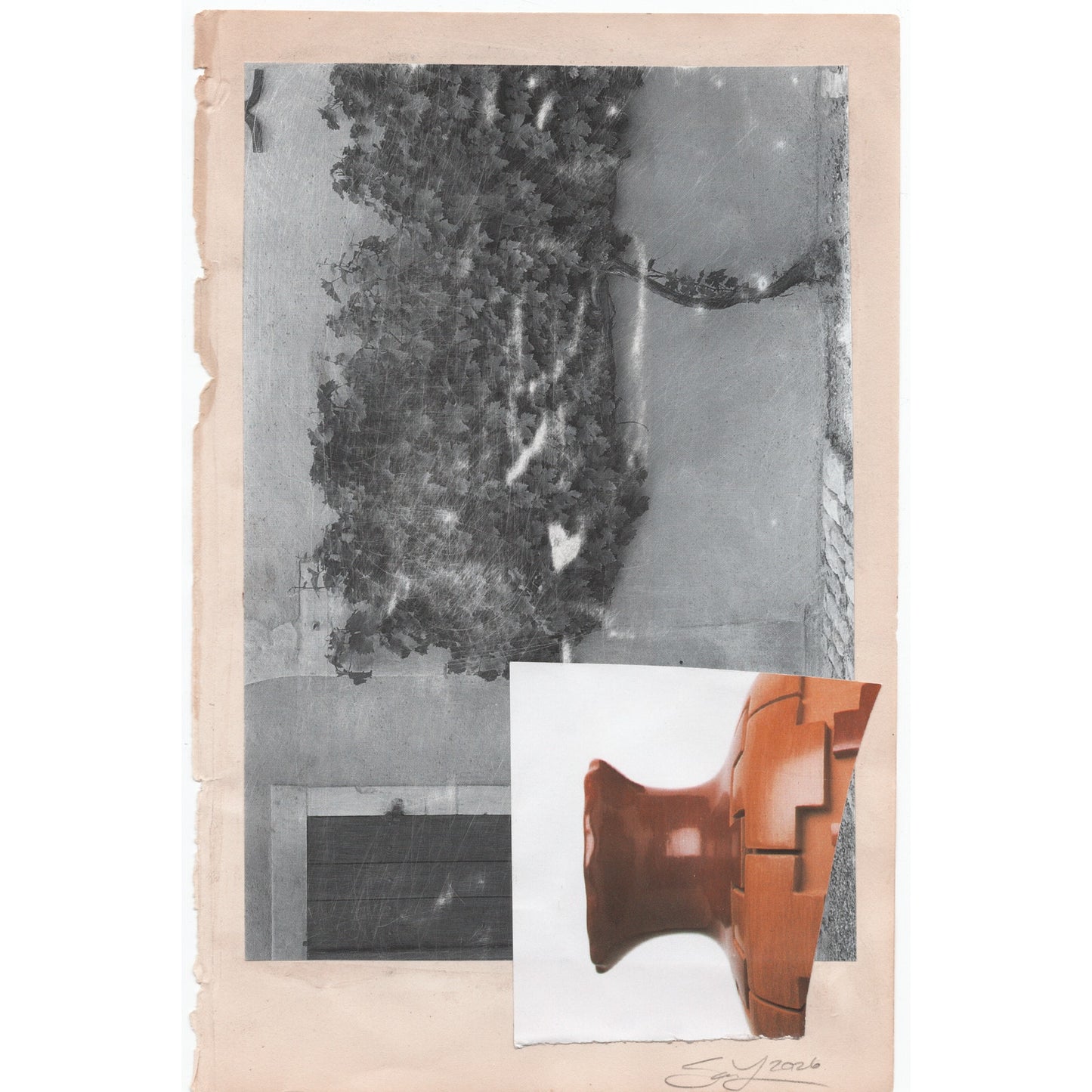 Original Mixed Media Modern Art Collage "Pelitic" 5.75x9" Signed