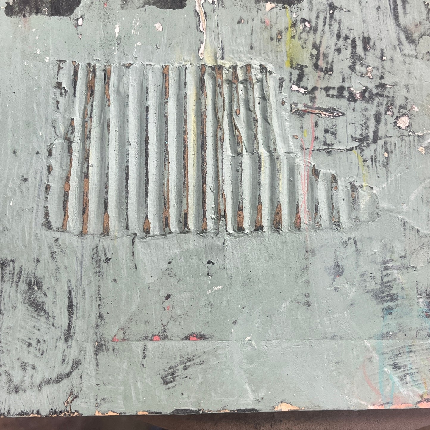 Original Grunge Minimalist Modern Art Collage Painting 8.5x11 "Heterography"