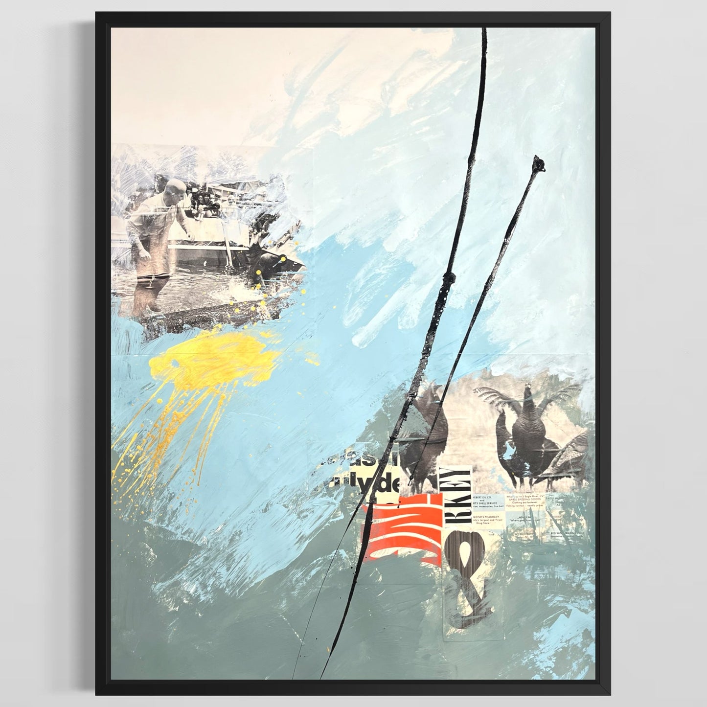 Original Mixed Media Abstract Modern Art Painting 18x24 "Billingsgate" Signed