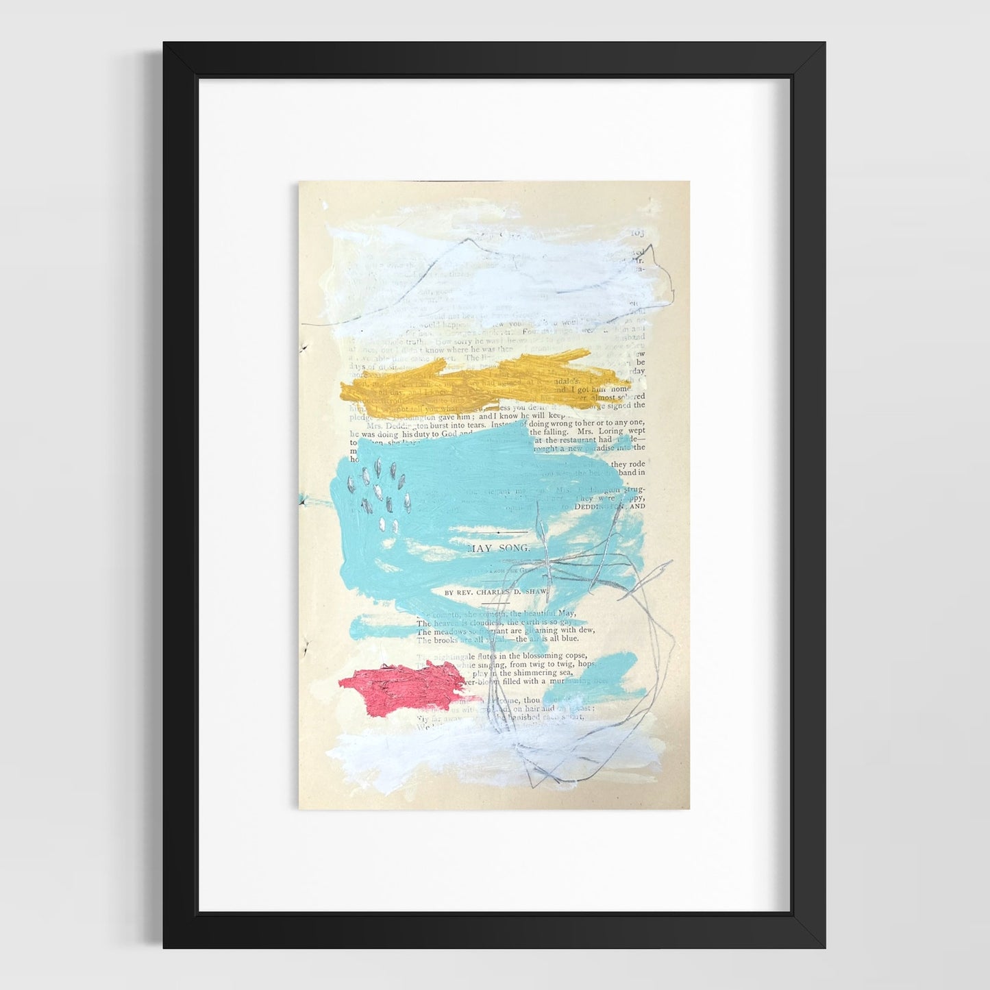 Original Abstract Modern Art Painting on Paper from 1875 Magazine #13 Signed