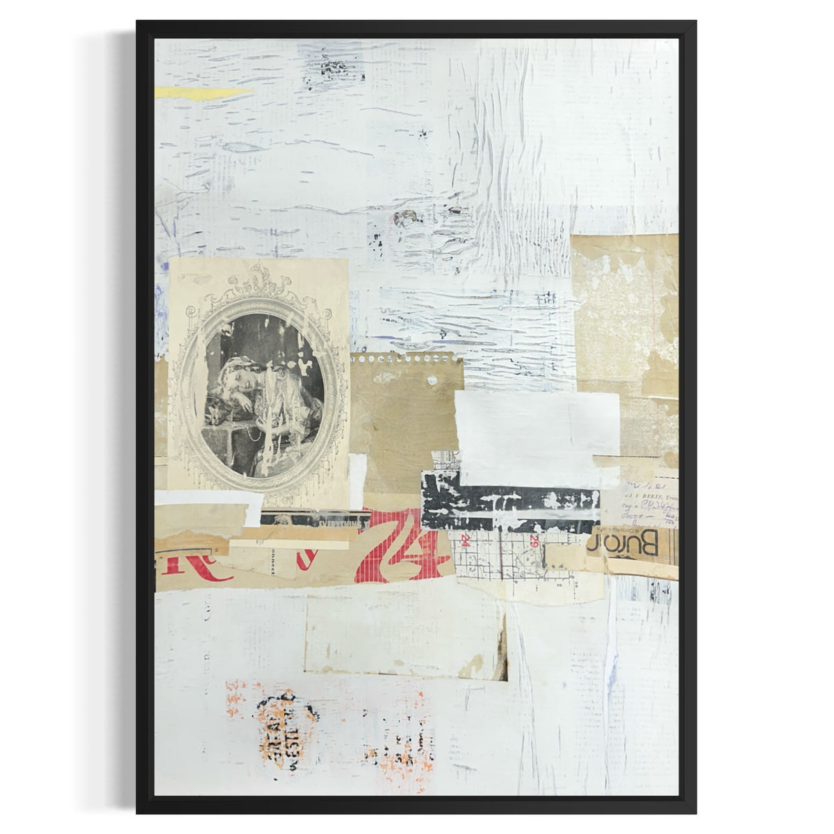 Original Mixed Media Modern Art Collage Painting 18x24 "Tranche" Signed