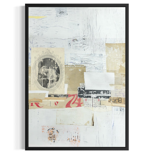 Original Mixed Media Modern Art Collage Painting 18x24 "Tranche" Signed