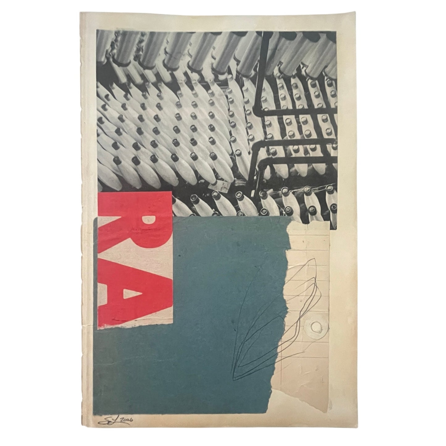 Original Mixed Media Modern Art Collage "Leeboard" 6.25x9.5" Signed