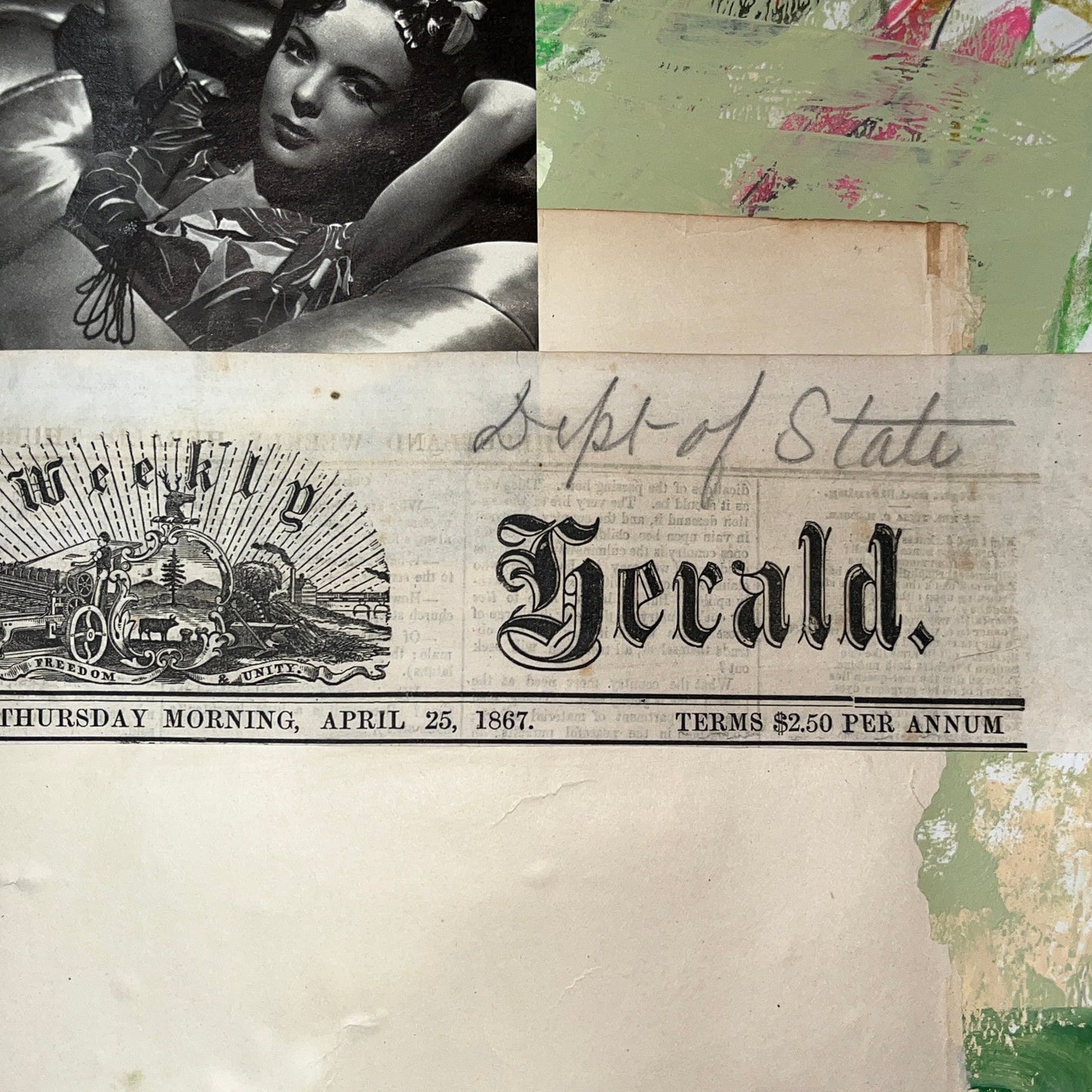 Original Mixed Media Abstract Modern Art Painting 18x24 "Mascaron" Signed