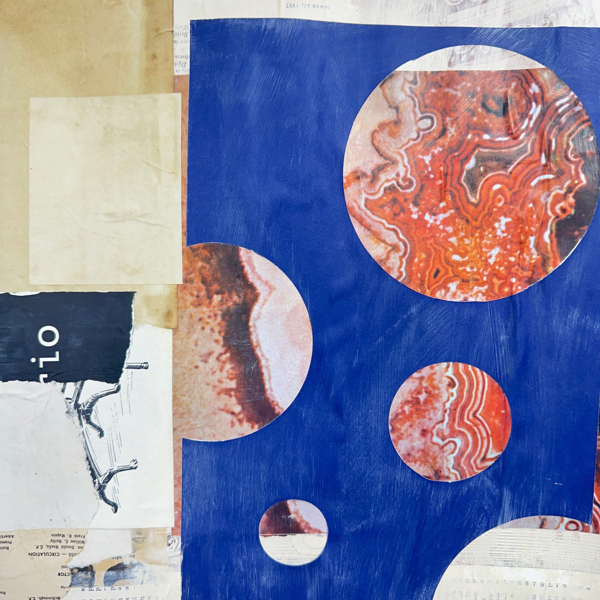 Original Mixed Media Modern Art Collage Painting 18x24 "Ecbatic" Signed