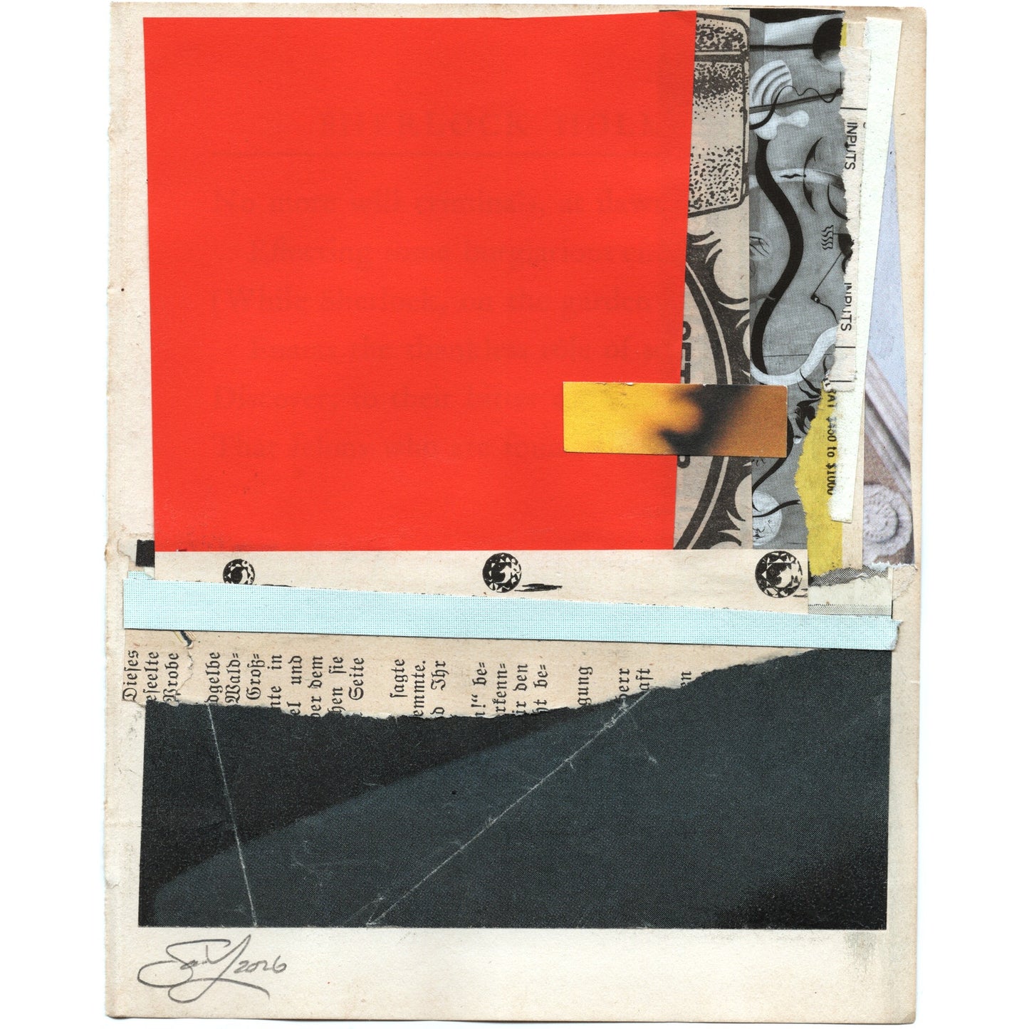 Original Mixed Media Modern Art Collage "Woundless" 5.25x6.75" Signed