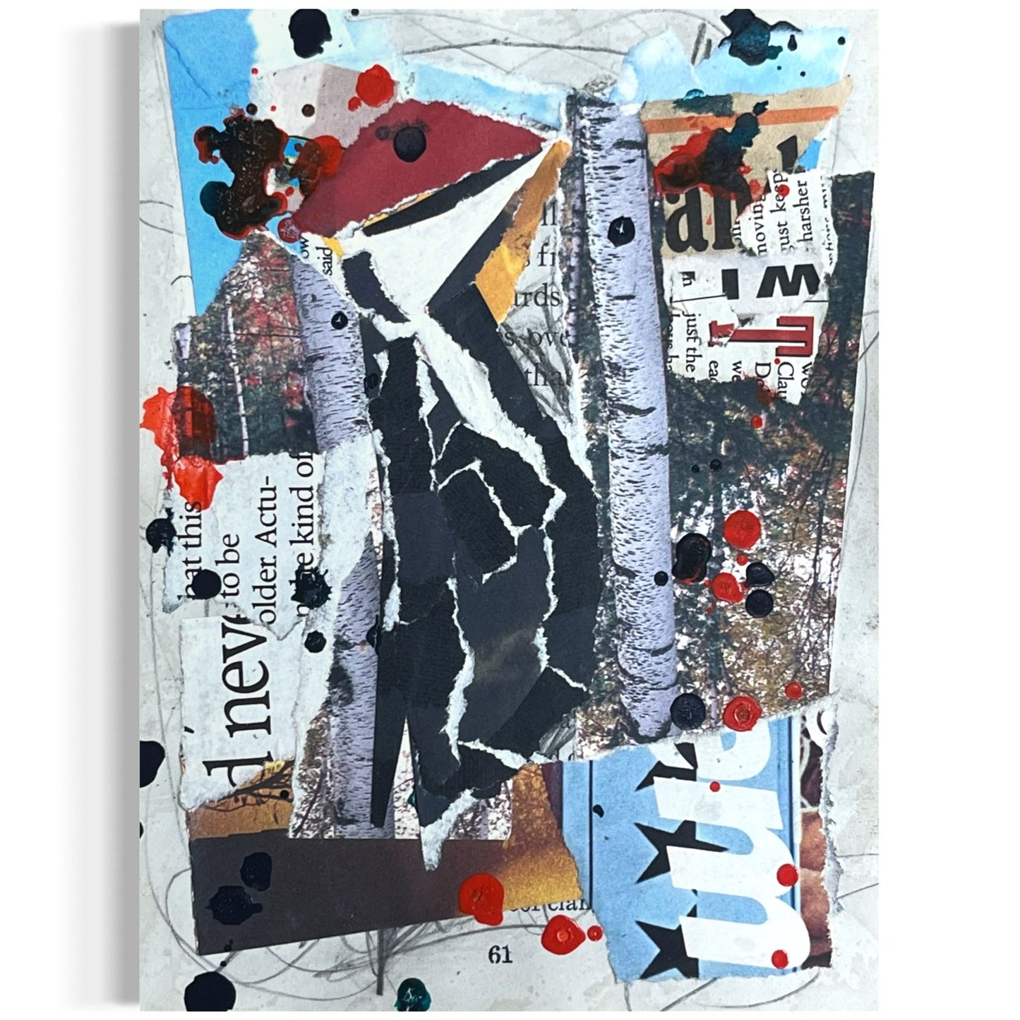 Original Abstract Modern Art Bird Painting "Red-Headed Woodpecker" Signed