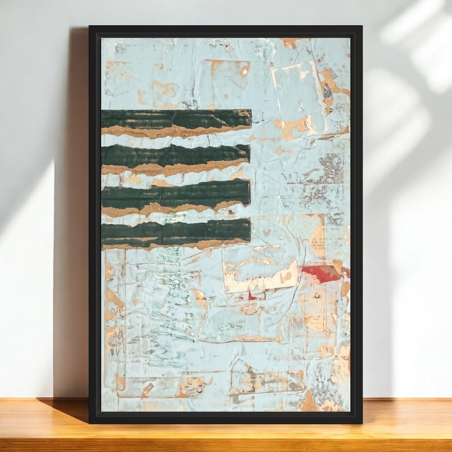 Original Framed Mixed Media Modern Art Collage Painting 12x18 "Twiforked"