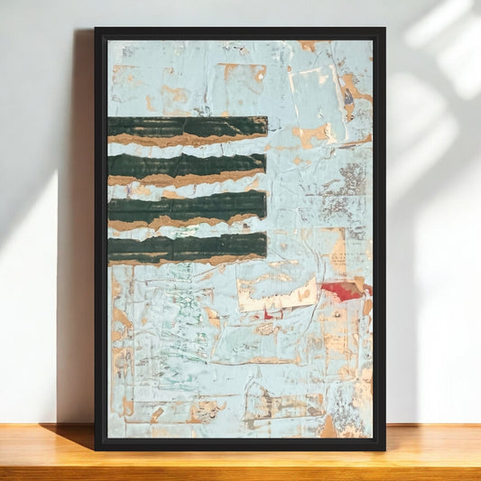 Original Framed Mixed Media Modern Art Collage Painting 12x18 "Twiforked"