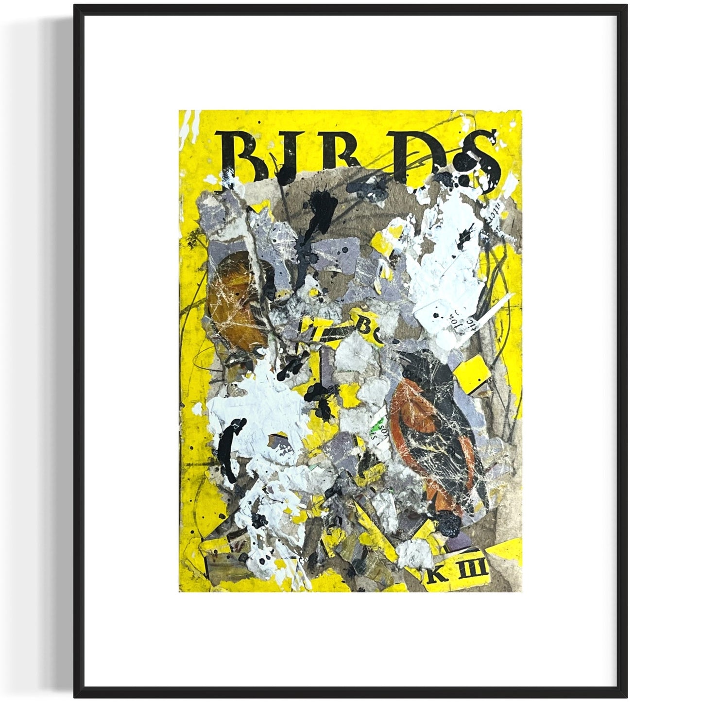 Original Abstract Modern Art Bird Painting "Birds Book III Front Cover" Signed