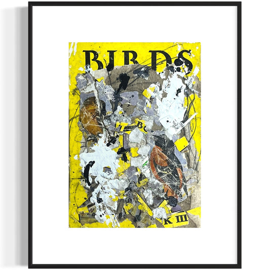 Original Abstract Modern Art Bird Painting "Birds Book III Front Cover" Signed