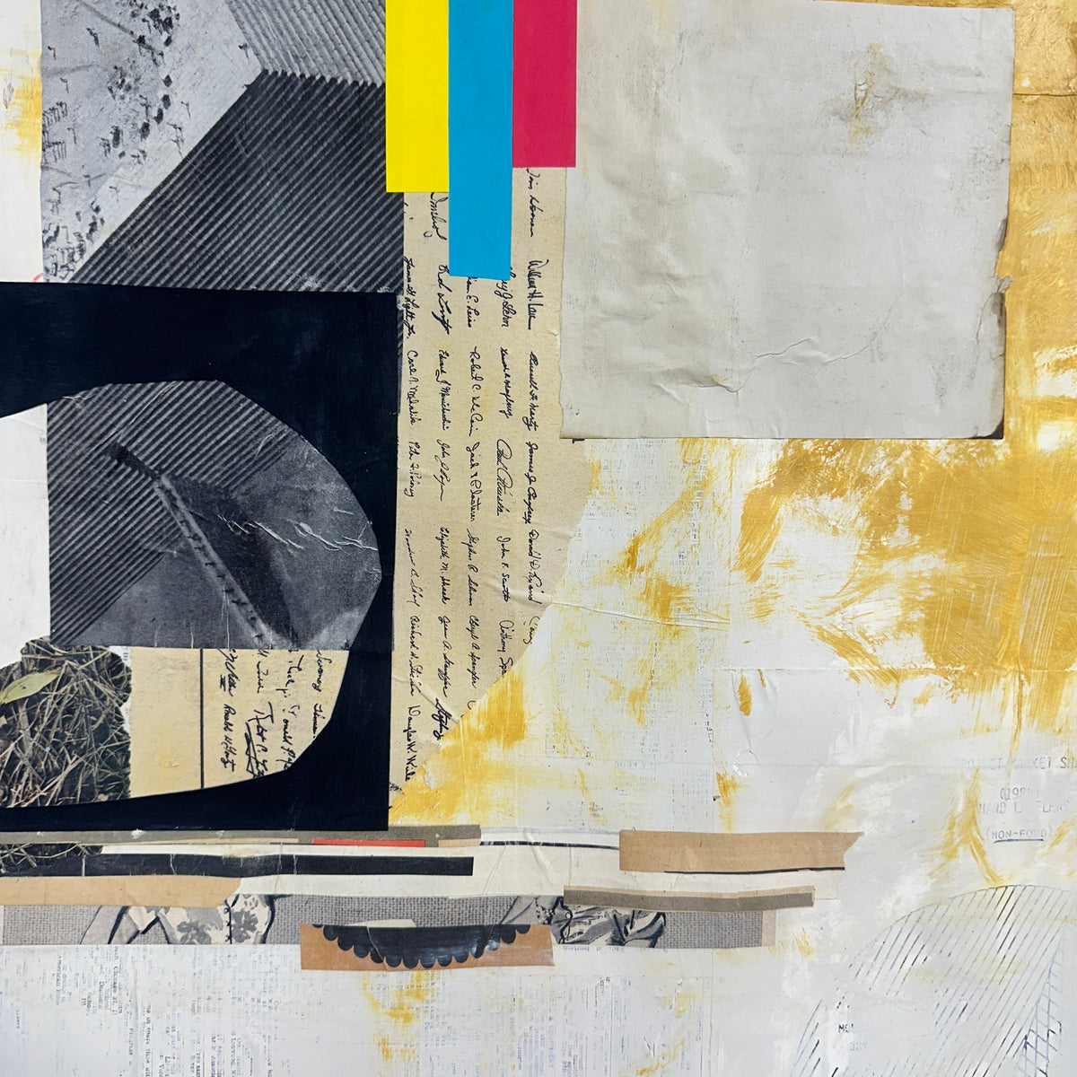 Original Mixed Media Modern Art Collage Painting 18x24 "Rand" Signed