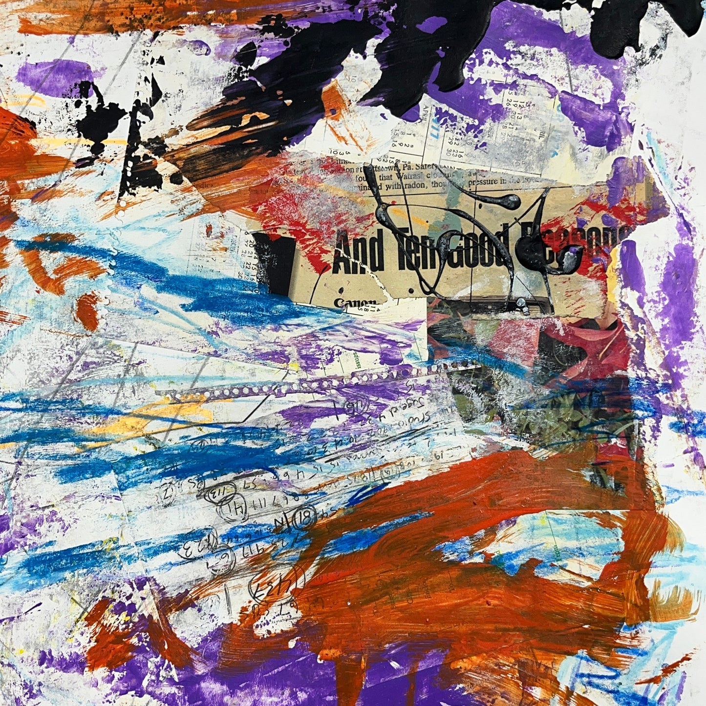 Original Mixed Media Abstract Modern Art Painting 18x24 "Achromatopsia" Signed