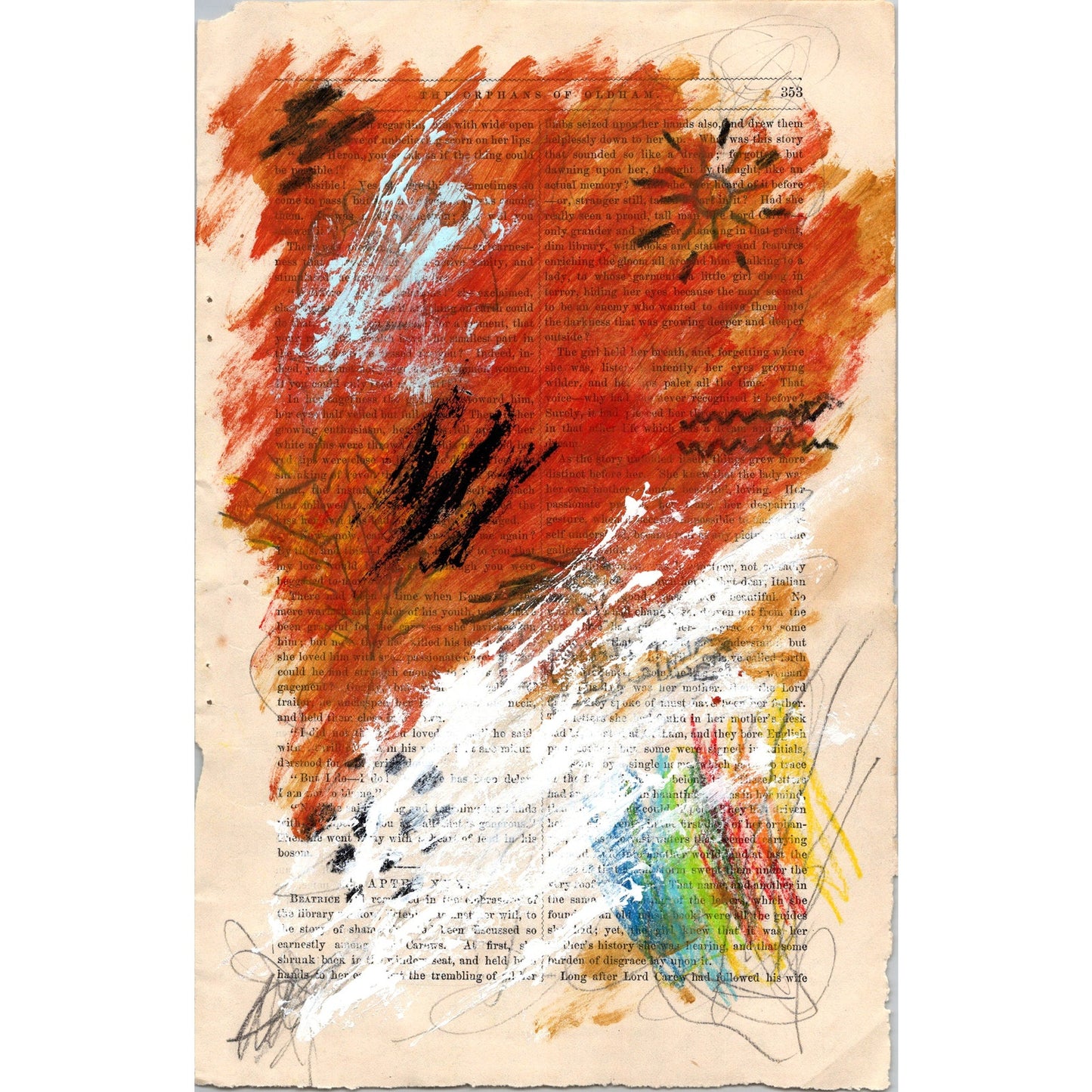 Original Abstract Modern Art Painting on Paper from 1878 Magazine #14 Signed