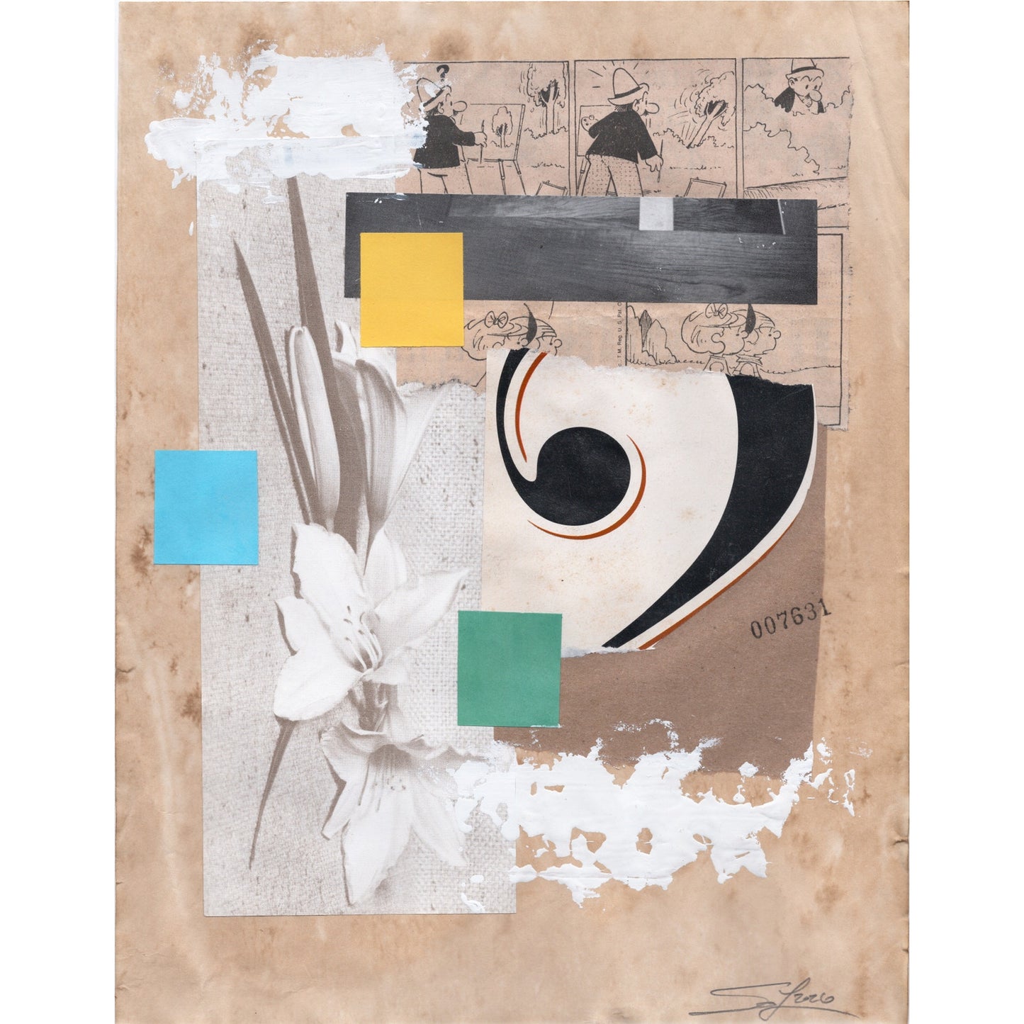 Original Mixed Media Modern Art Collage "Narrischkeit" 8.5x11" Signed