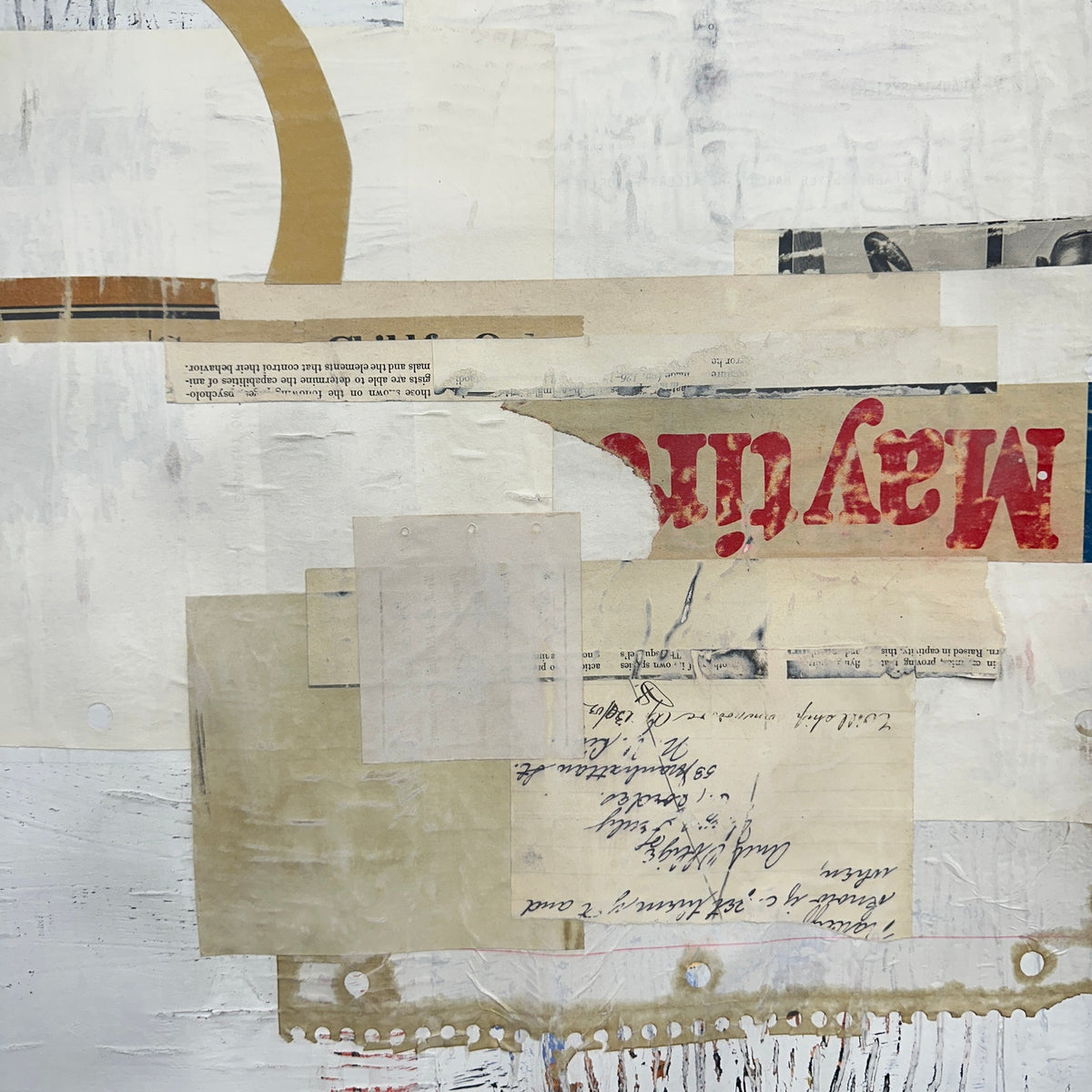 Original Mixed Media Modern Art Collage Painting 18x24 "Crenate" Signed