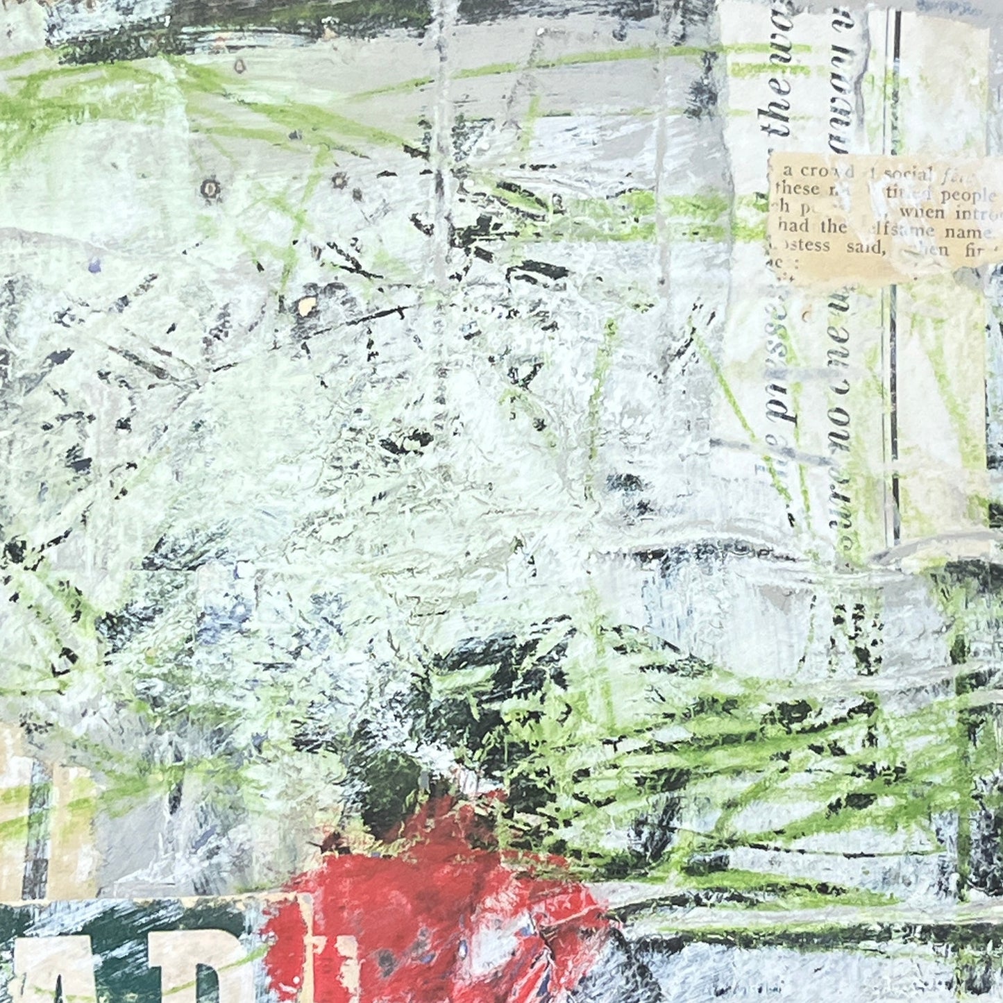 Original Grunge Minimalist Modern Art Collage Painting 8.5x11 "Rabulous" Signed