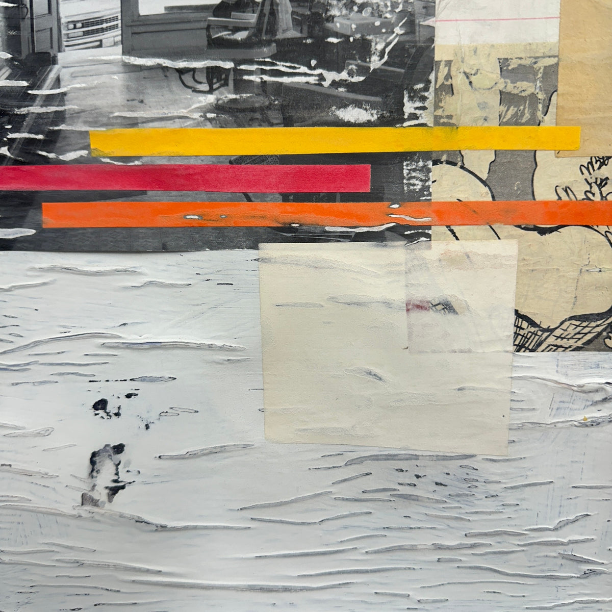 Original Mixed Media Modern Art Collage Painting 18x24 "Obscurantism" Signed