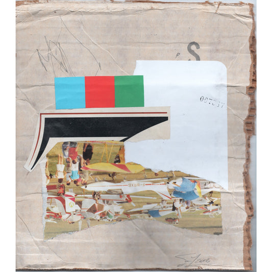Original Mixed Media Modern Art Collage "Phytophilia" 8.5x9" Signed