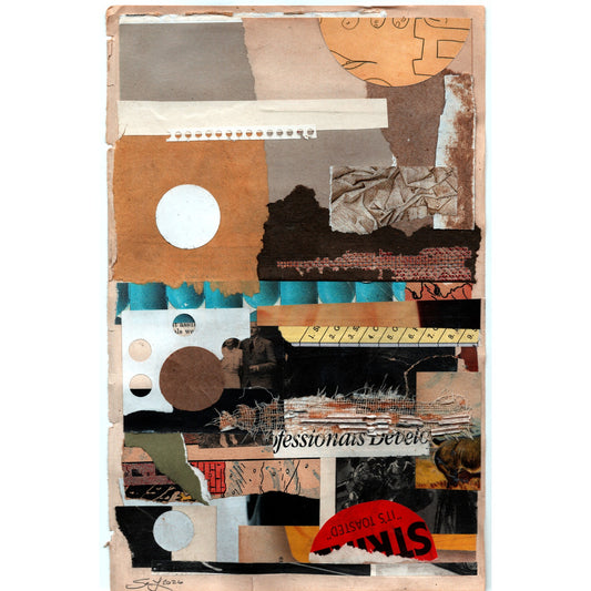 Original Mixed Media Modern Art Collage "Tatterdemalion" 5.75x9" Signed