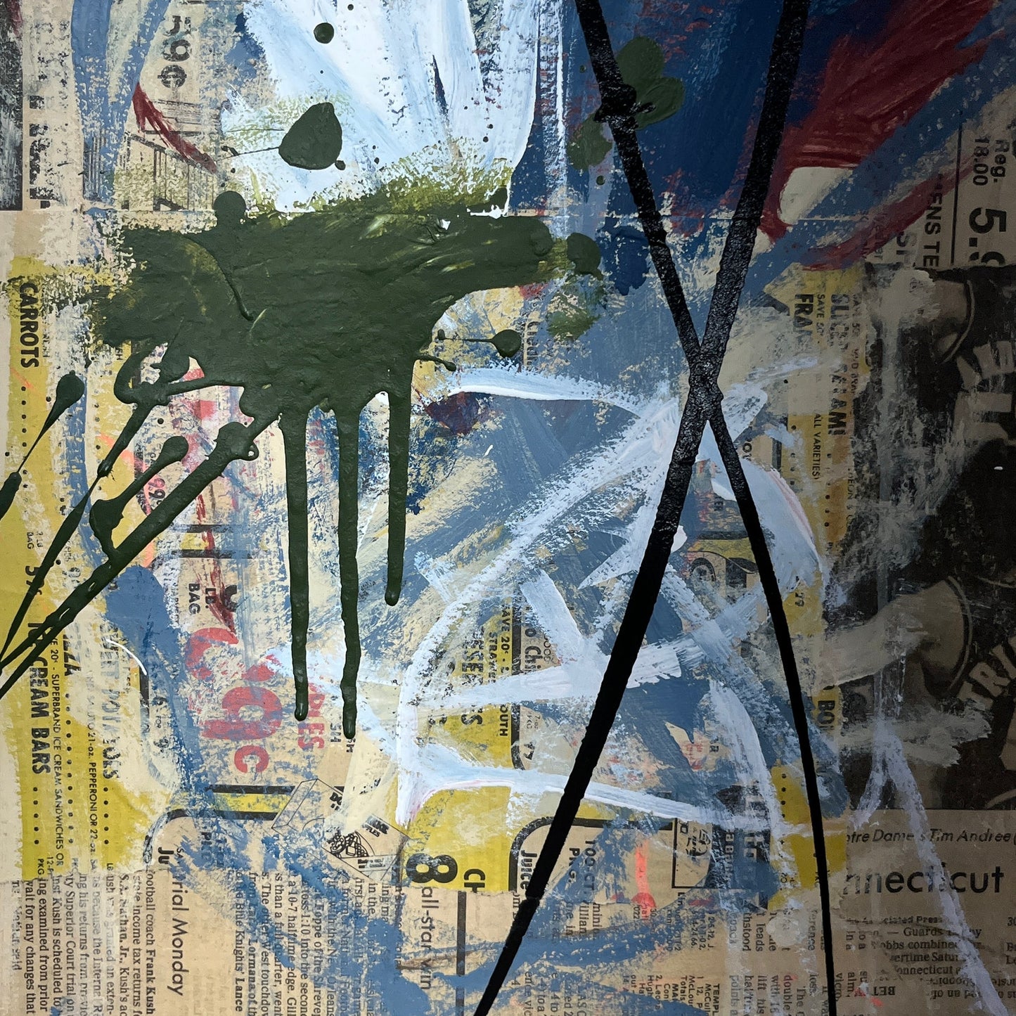Original Mixed Media Abstract Modern Art Painting 18x24 "Lares" Signed