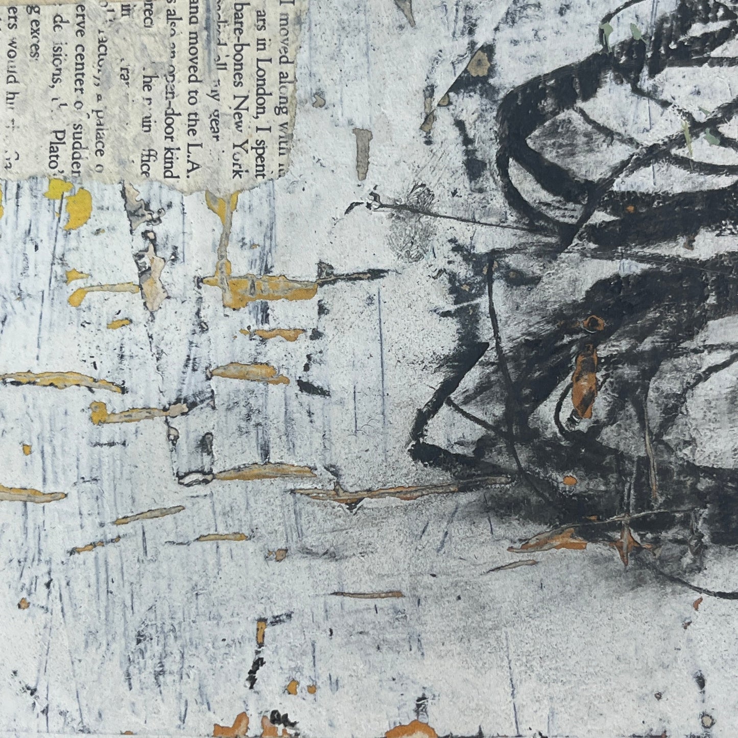 Original Grunge Minimalist Modern Art Collage Painting 8.5x11 "Schiztic" Signed