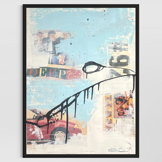Original Mixed Media Abstract Modern Art Painting 18x24 "Deep Cover '92" Signed