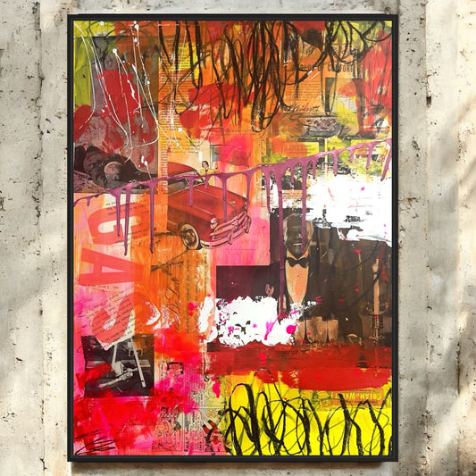 Original Mixed Media Abstract Modern Art Painting 18x24 "Pyrrhous" Signed