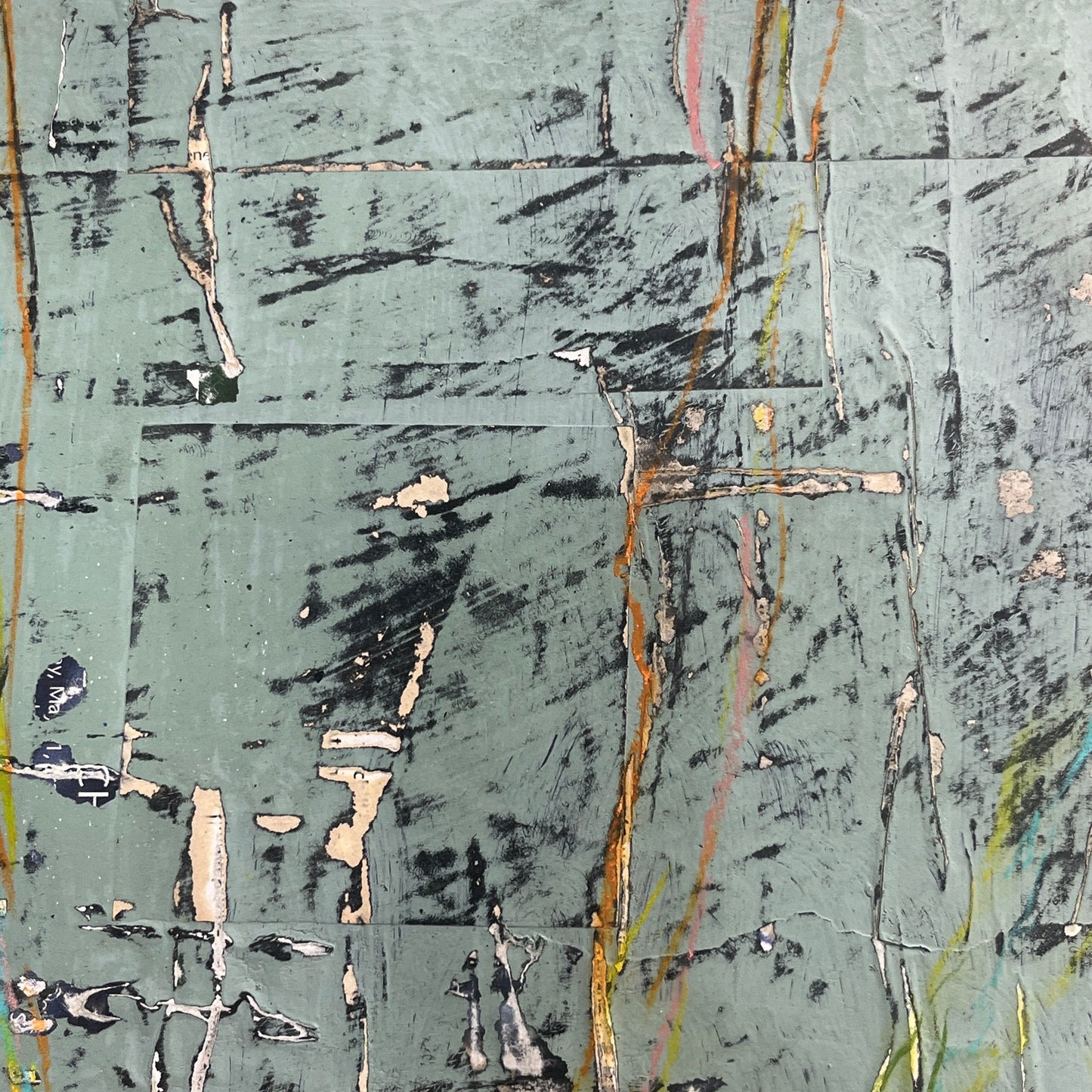 Original Grunge Minimalist Modern Art Collage Painting 8.5x11 "Procursive"