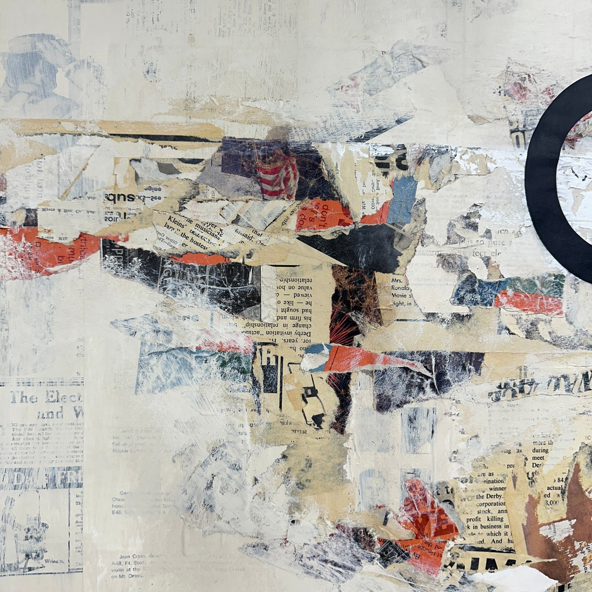 Original Mixed Media Modern Art Collage Painting 18x24 "Hemiolic" Signed