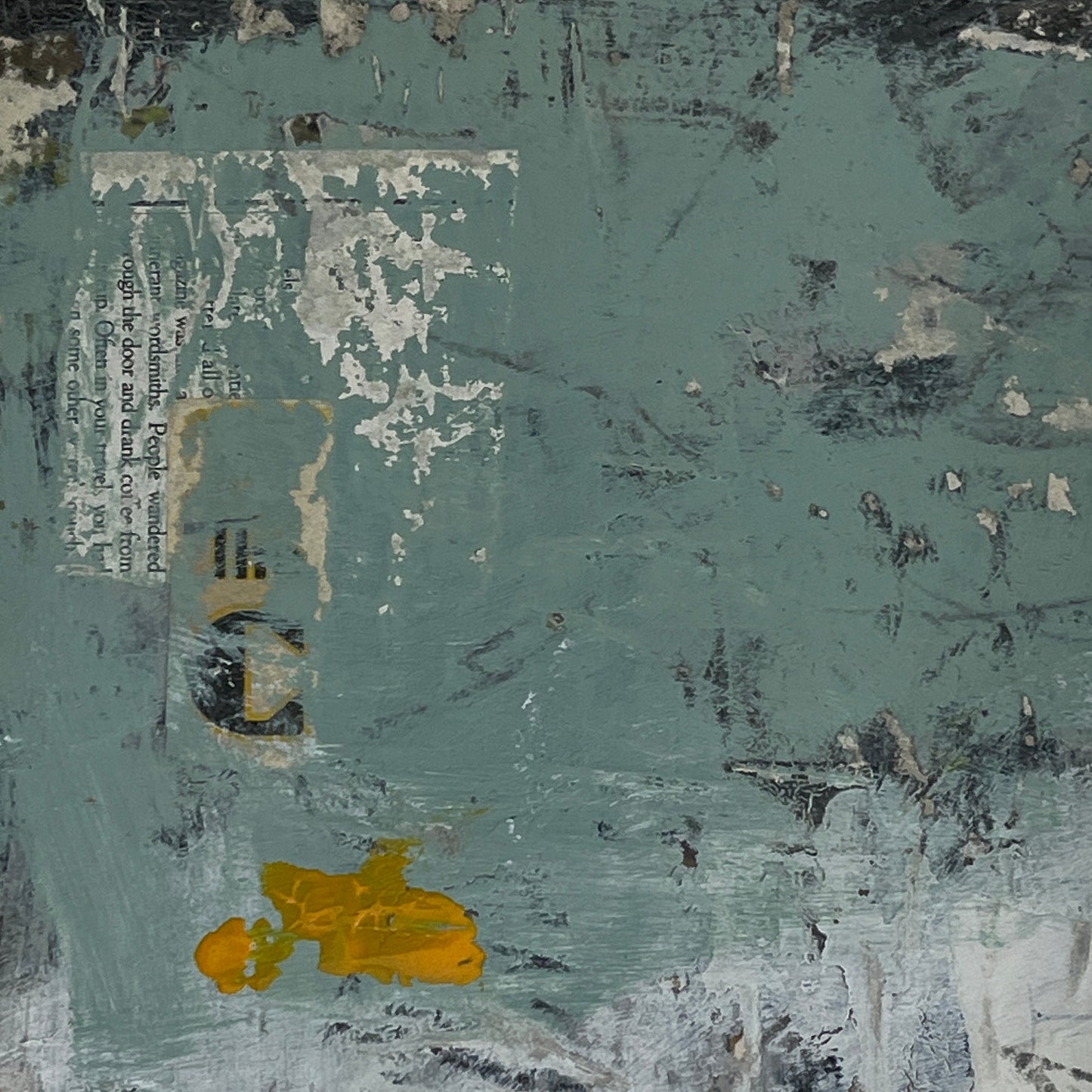 Original Grunge Minimalist Modern Art Collage Painting 8.5x11 "Logogriph" Signed
