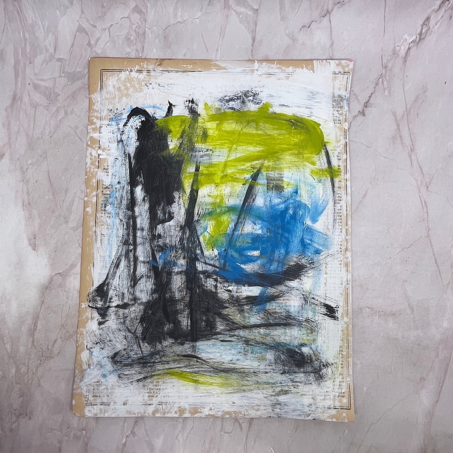 Original Mixed Media Abstract Art Painting "History of the Earth II"