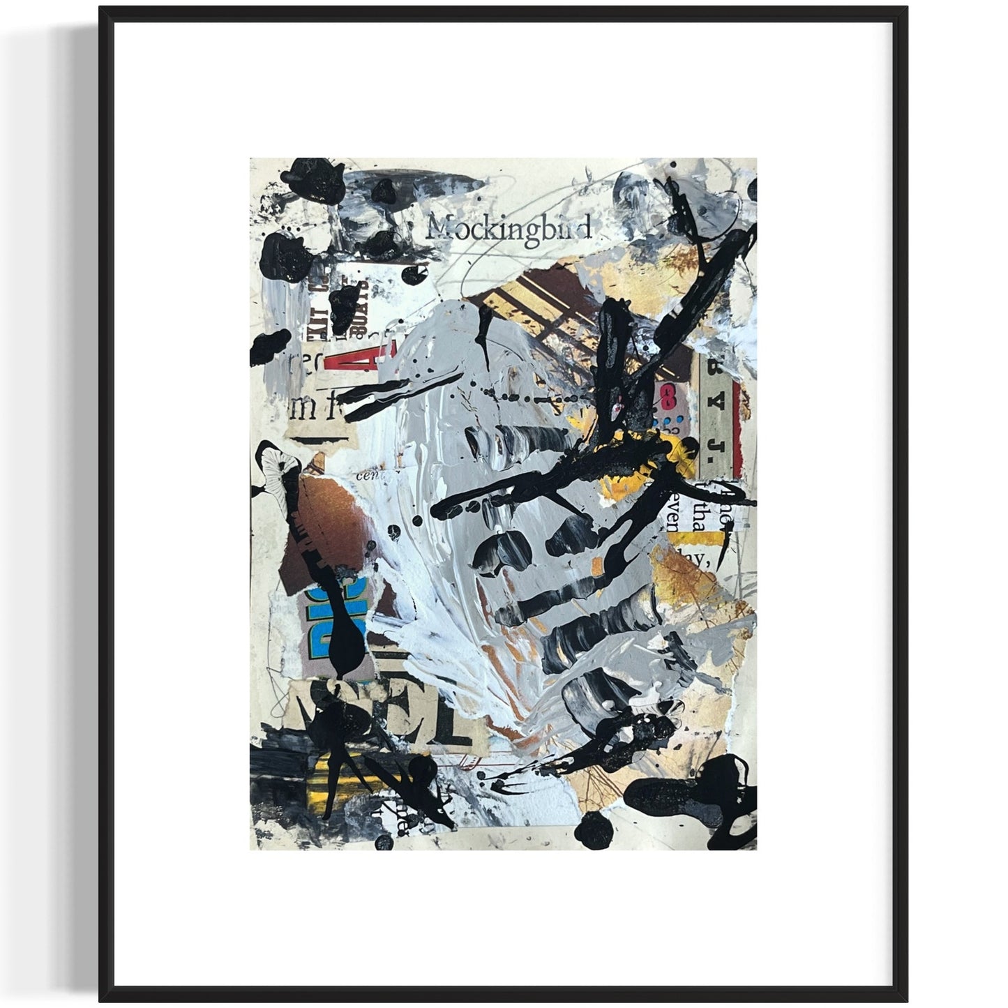 Original Abstract Modern Art Bird Painting "The Mockingbird" Signed