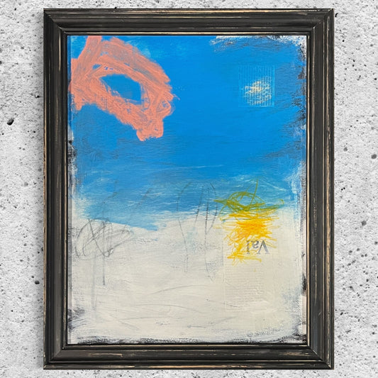 Original Framed Mixed Media Abstract Art Painting "Air Hypothesis" 17x21 w/ COA