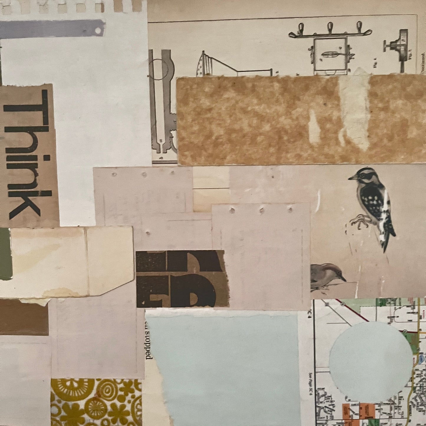 Original 18x24" Mixed Media Modern Art Collage on Canvas "Itinerarian"
