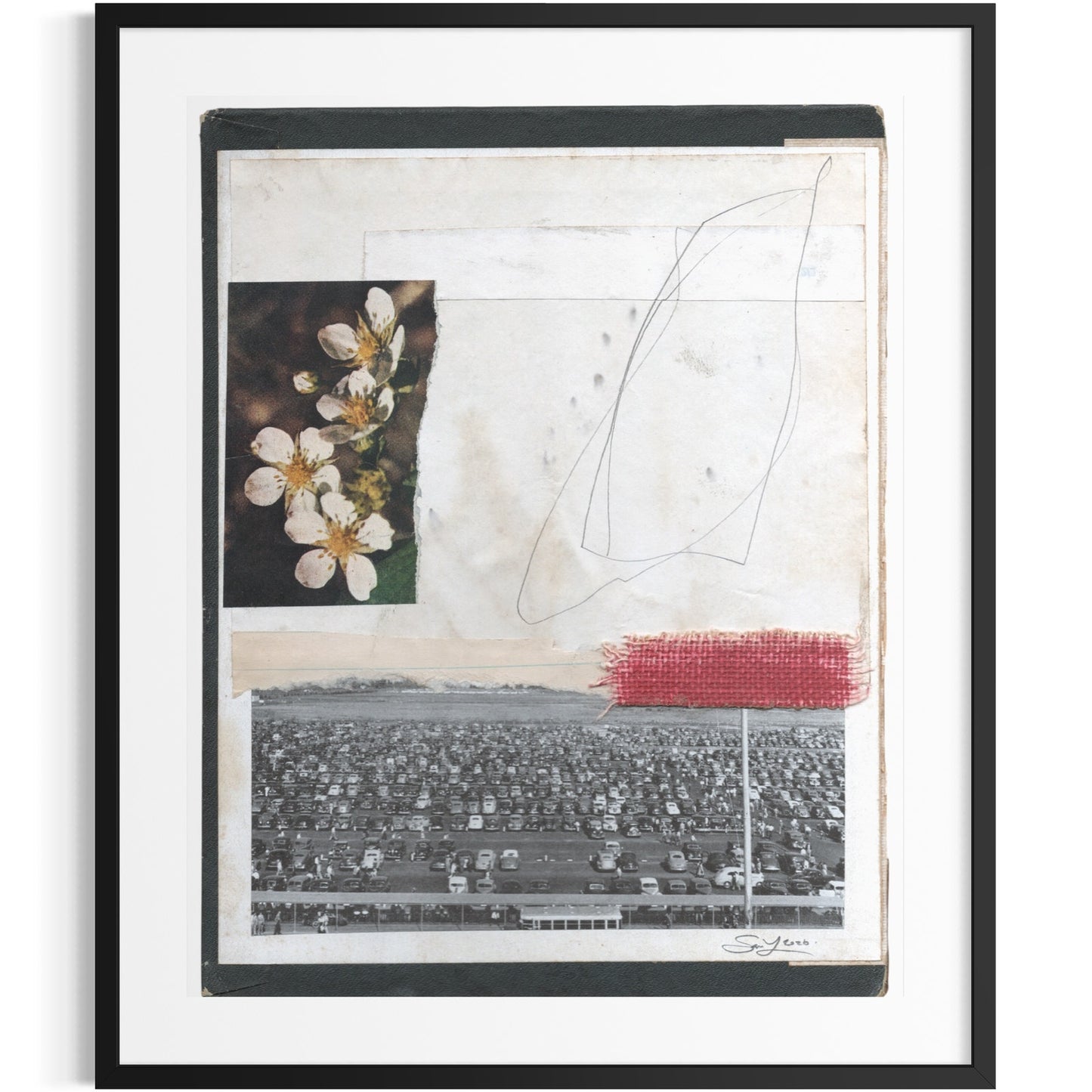 Original Mixed Media Modern Art Collage "Chrisomalis" 6.5x8.5" Signed