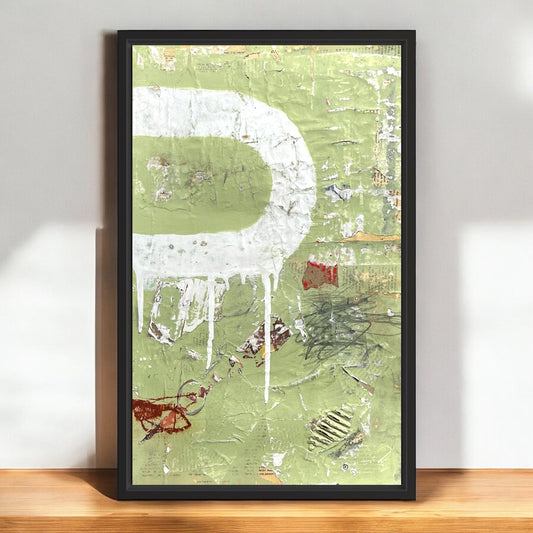 Original Framed Mixed Media Modern Art Collage Painting 12x18 "Assibilate"