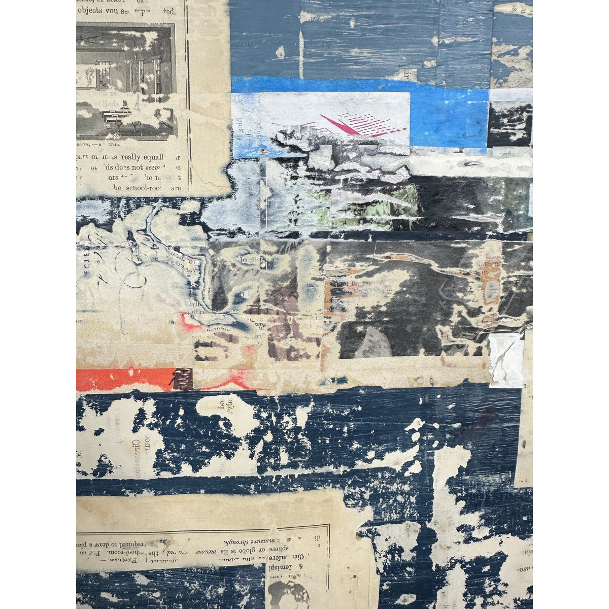 Original Mixed Media Modern Art Collage Painting 18x24 "Stramineous" Signed