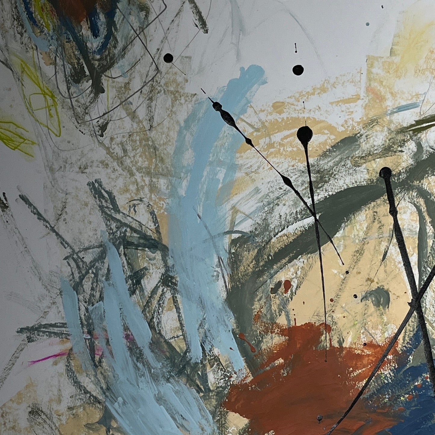 Original Mixed Media Abstract Modern Art Painting 18x24 "Barouche" Signed