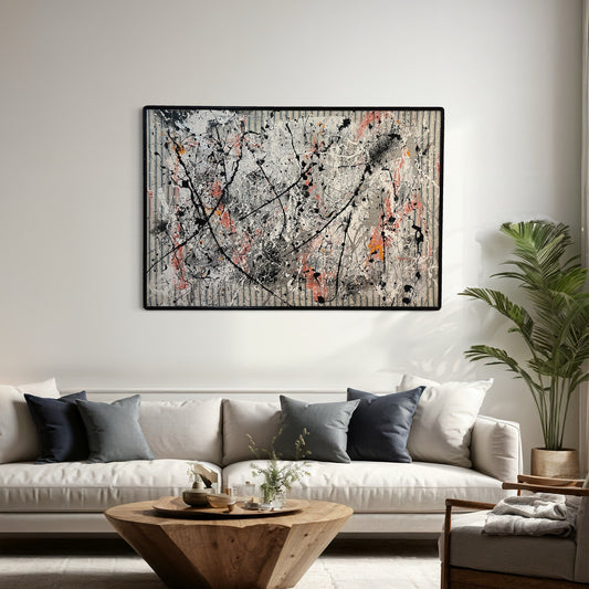 Original MASSIVE Framed Mixed Media Abstract Art Painting 33x47 "Rotation"